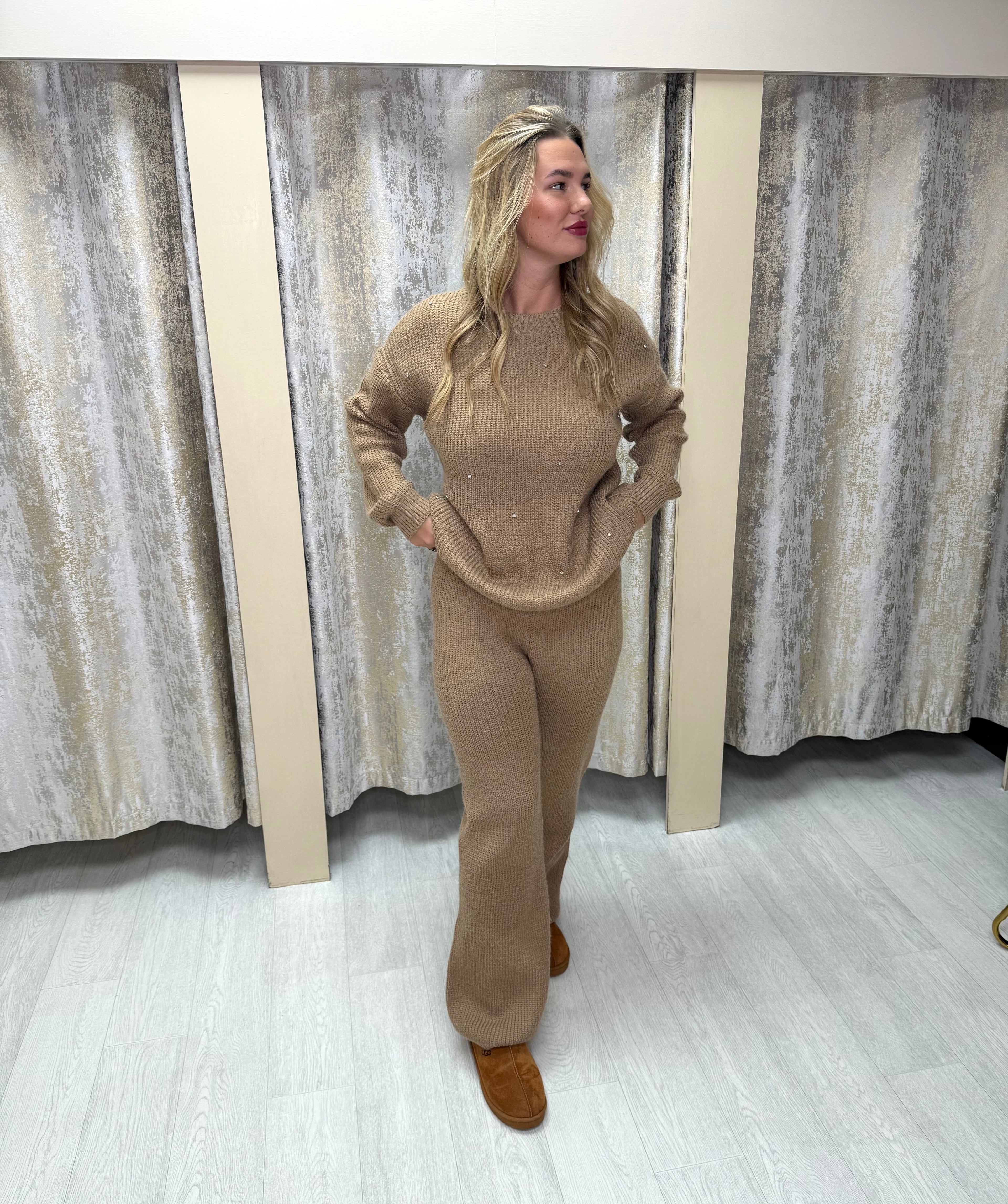 Diamanté Loungewear Set - Caramel