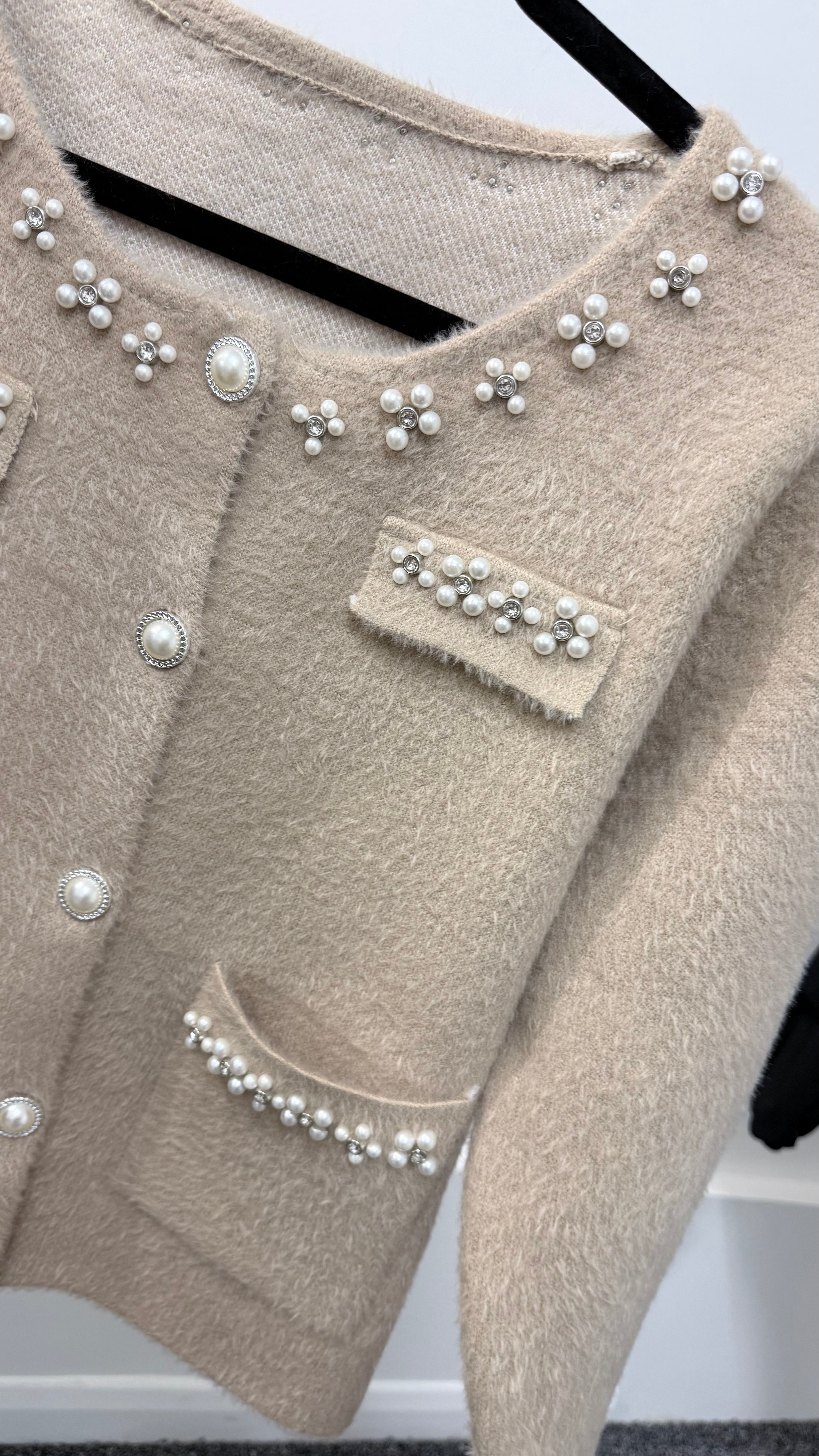 Chanel Inspired Cardigan with Pearl & Diamanté Detail
