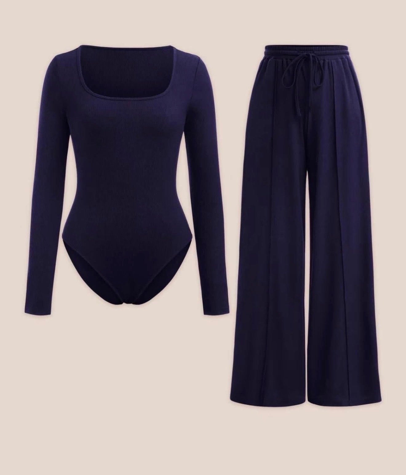 Bodysuit & Ribbed Detail Elasticated Lined Bottoms Co Ord