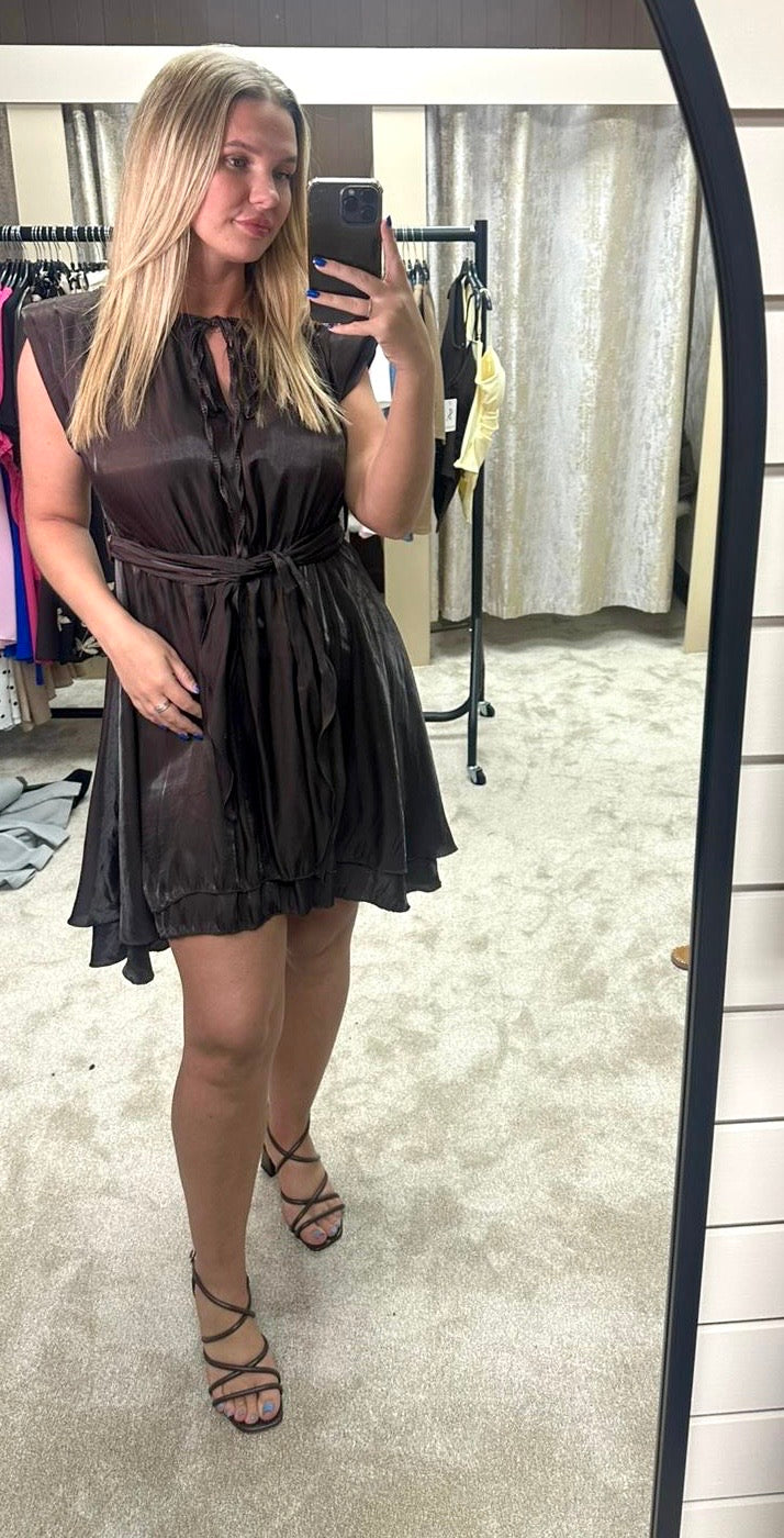 Shimmer Chiffon Tie Waist Layered Dress