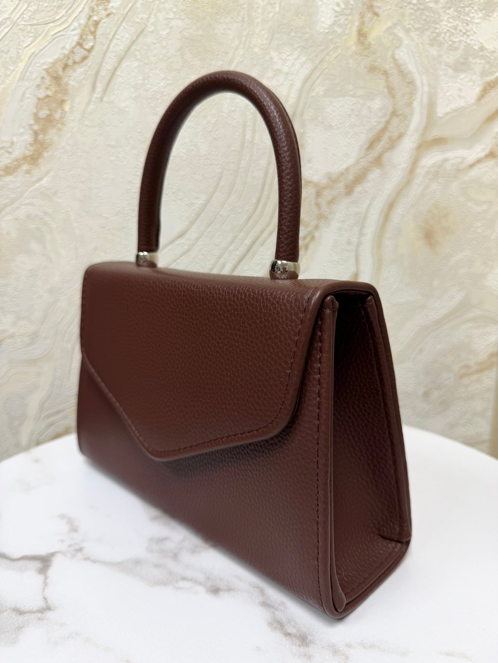 Top Handle Envelope Bag - Chocolate Brown
