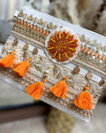 Embellished Boho Clutch Bag - Orange Sunshine