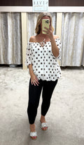 Polka Dot Elasticated Bubble Hem Top