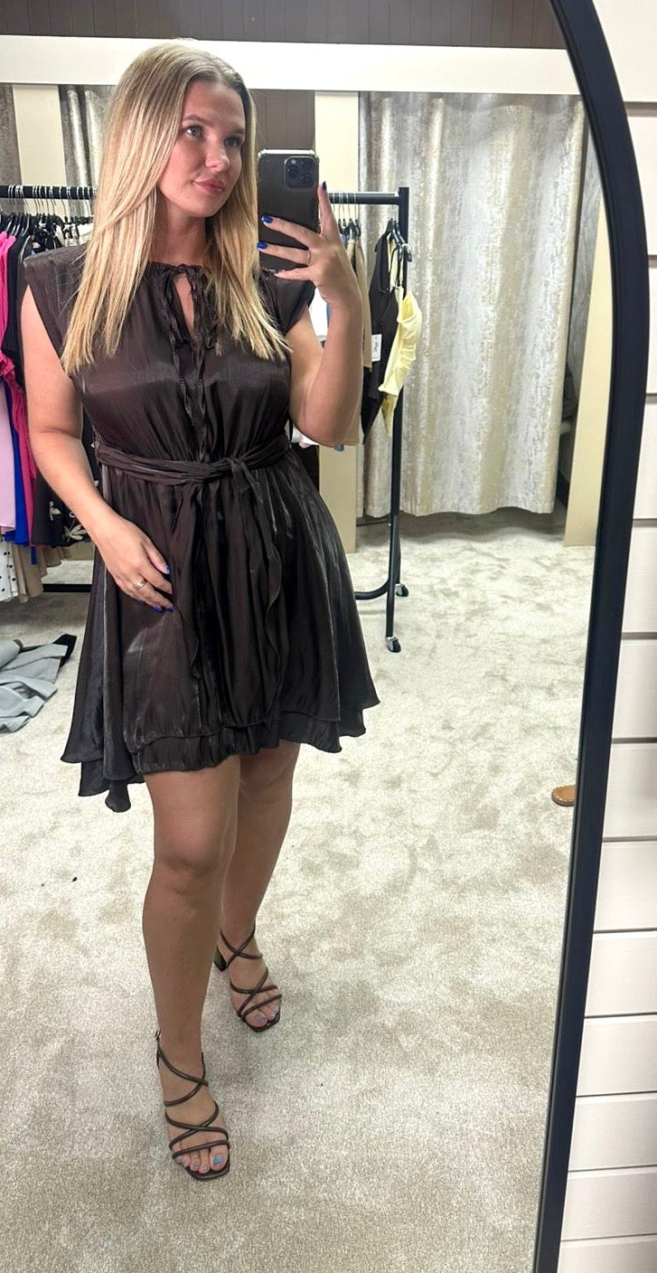 Shimmer Chiffon Tie Waist Layered Dress