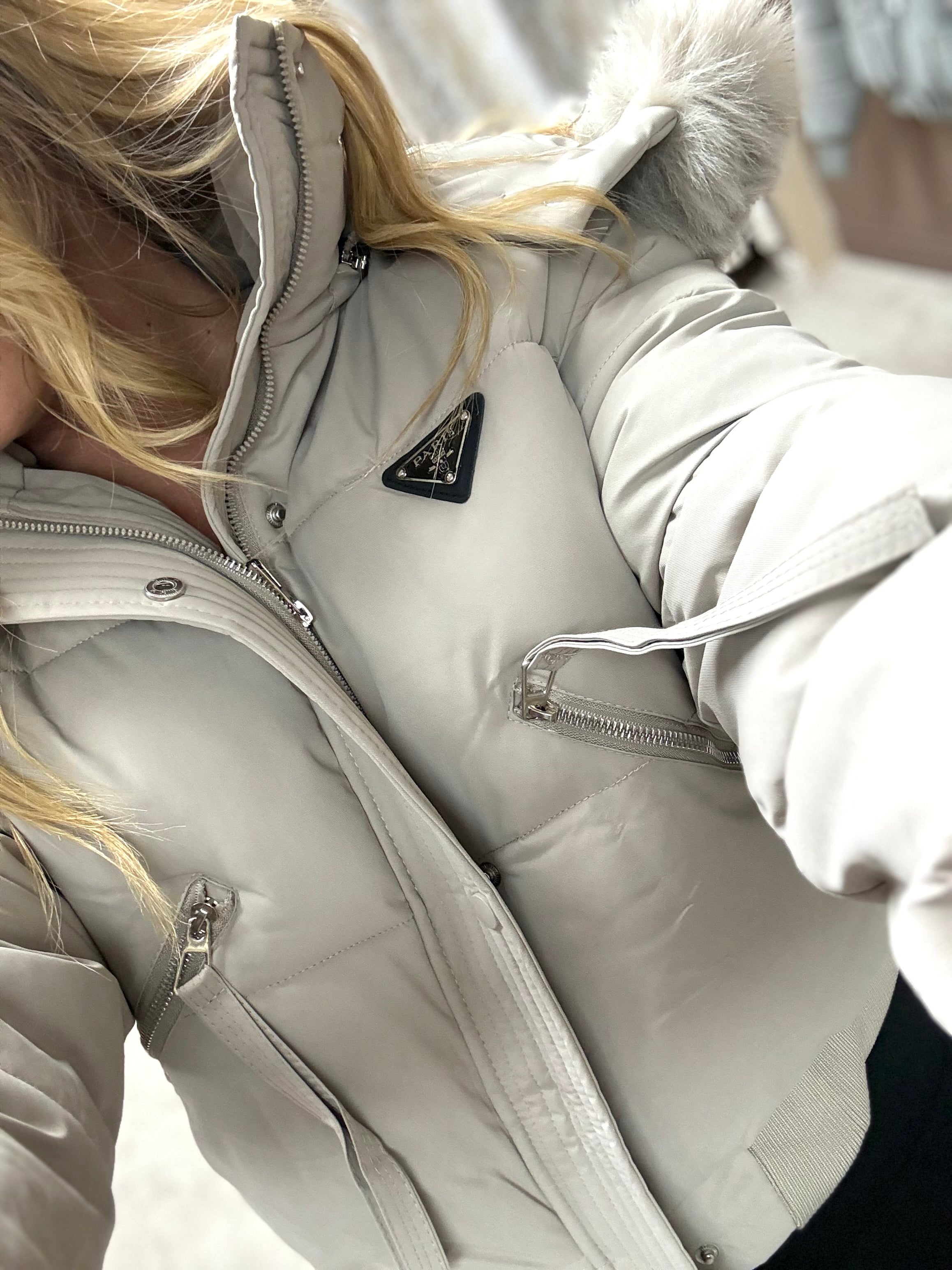 Luxe Faux Fur Paris Logo Coat - Stone