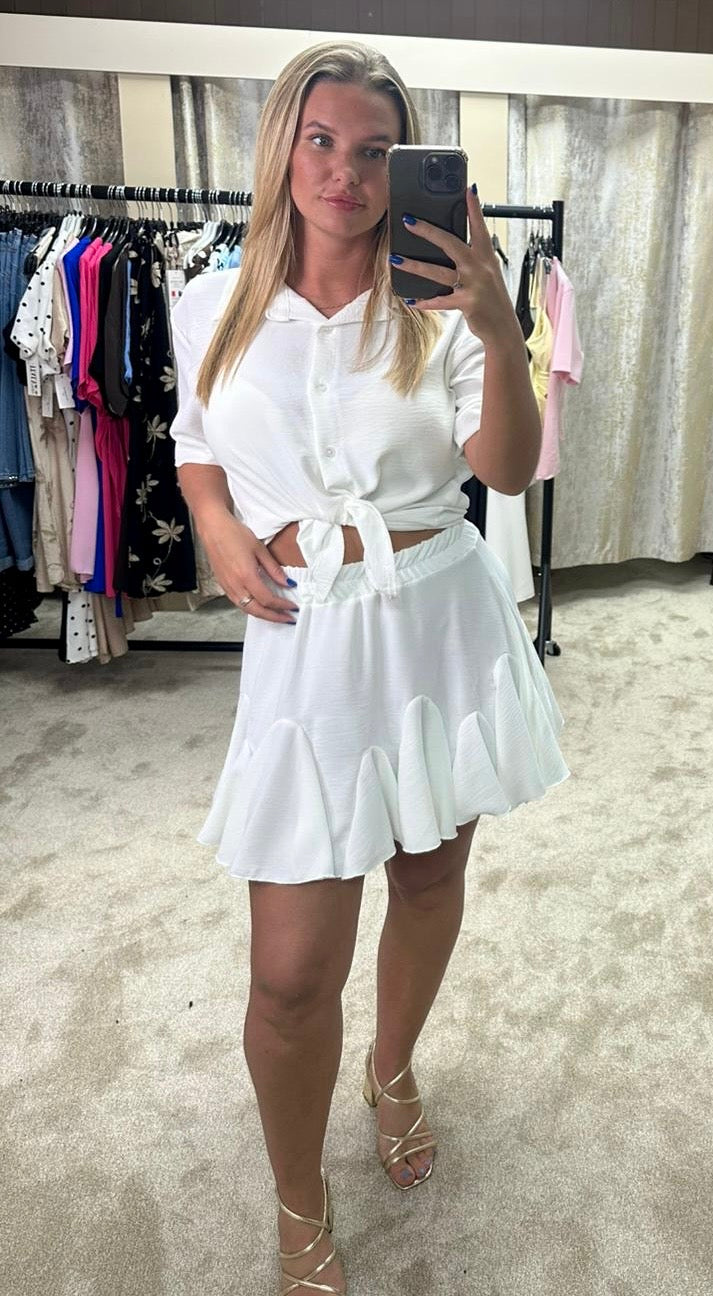 Elasticated Waist Pleated Ruffle Skirt