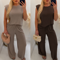 Flattering Ruched Detail Shoulder Pad Top & Elasticated Waist Trouser Co Ord