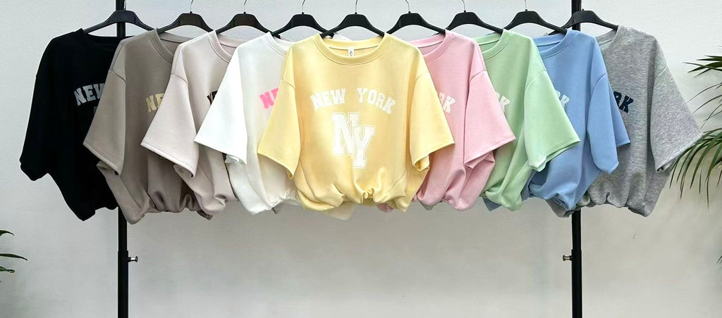 Bubble Hem Cropped Scuba Top - New York Logo