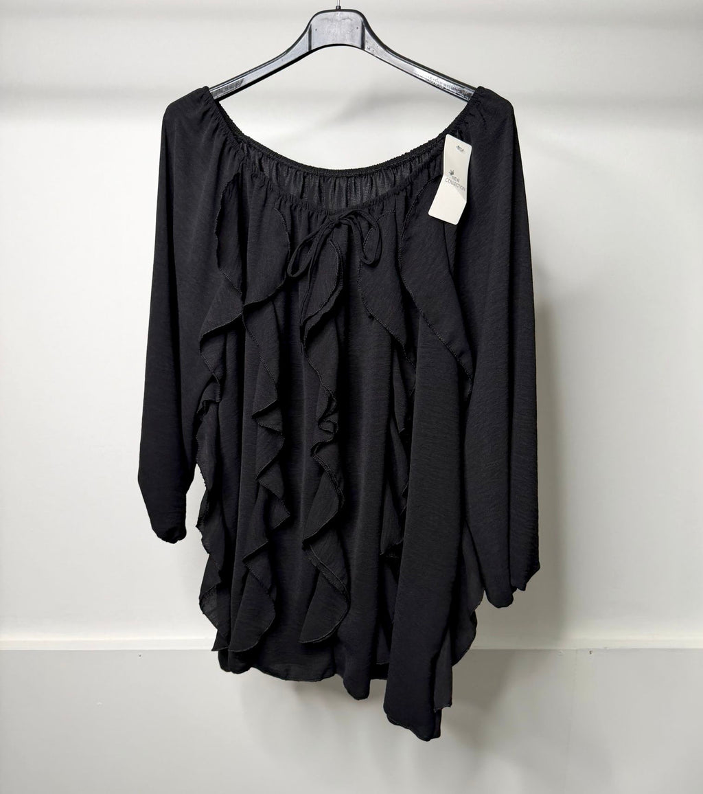 PLUS SIZE - Vertical Frill Detail Elasticated Blouse