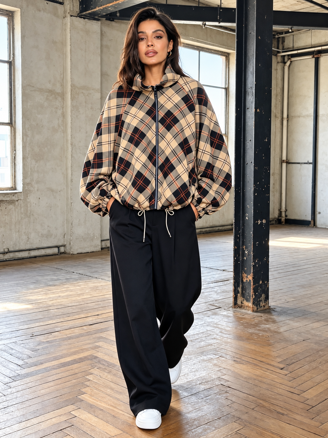Burberry Inspired Elasticated Bubble Hem Windbreaker Jacket