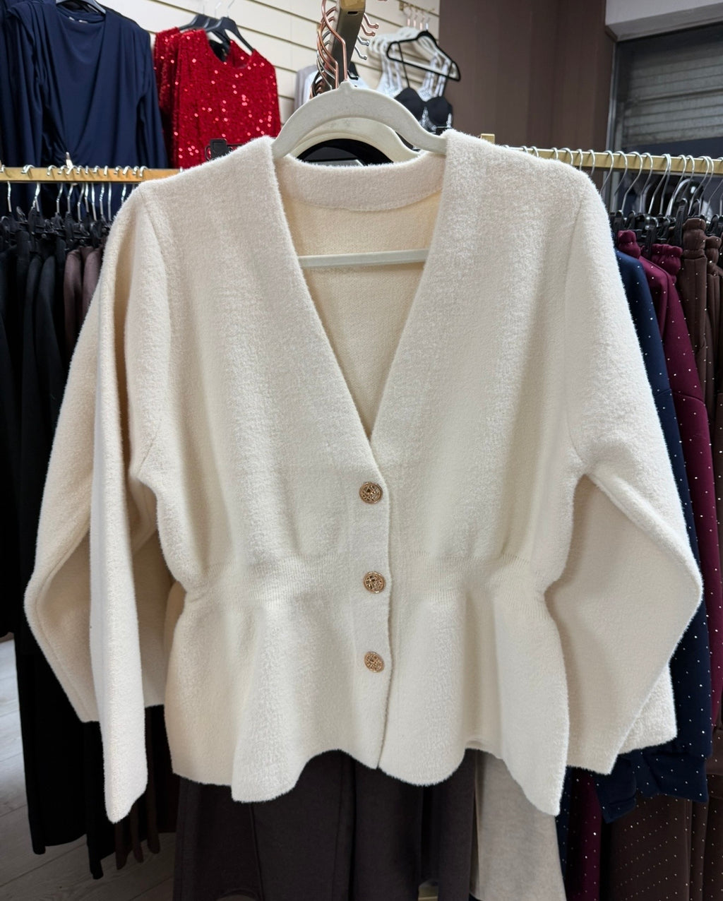 Beige Super Soft Fur Peplum Top