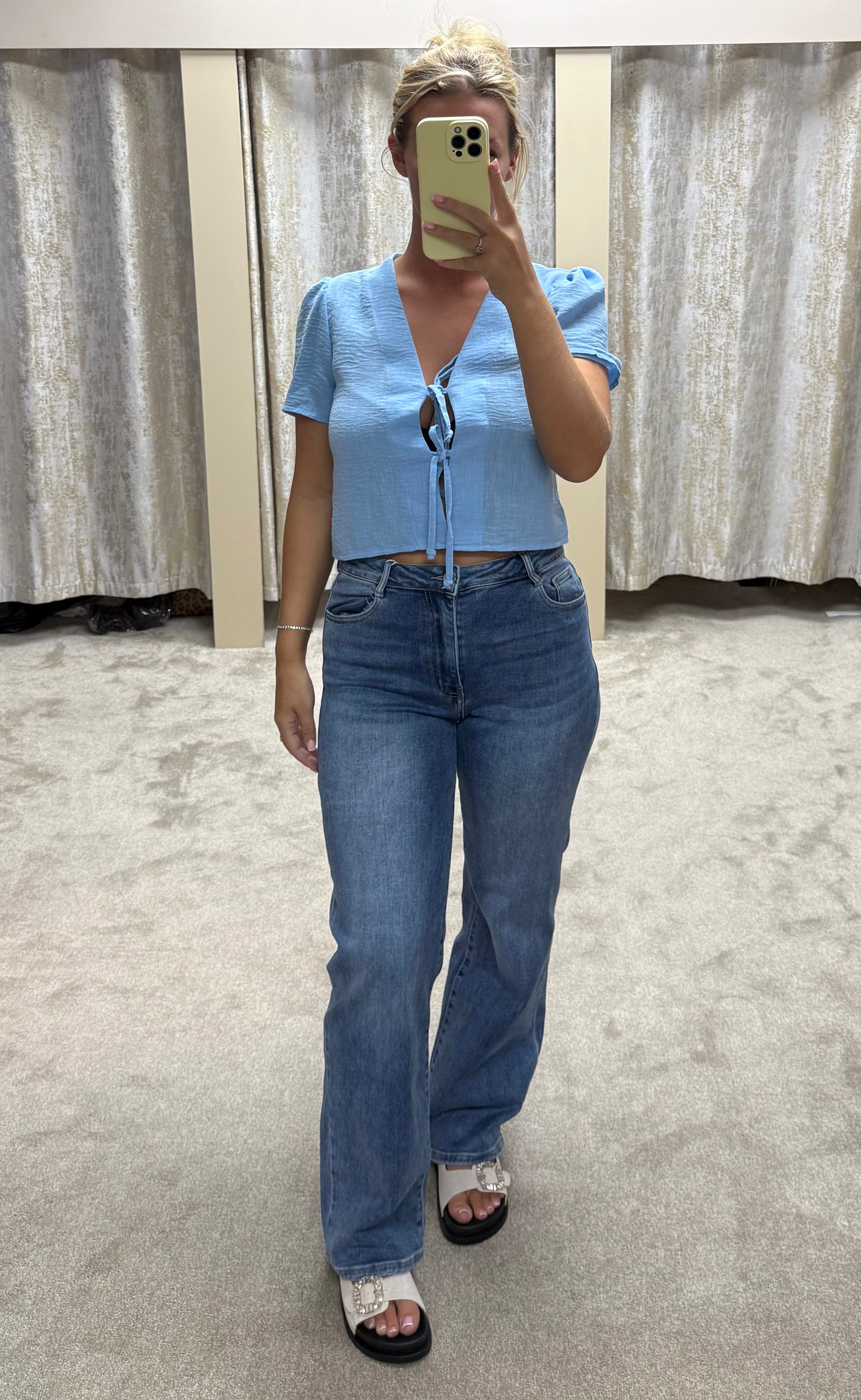 Bow Tie Cropped Shirt