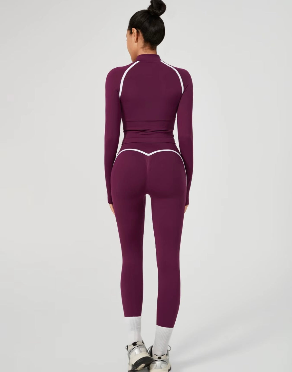 Body Sculpting White Detail Gym Set - Purple