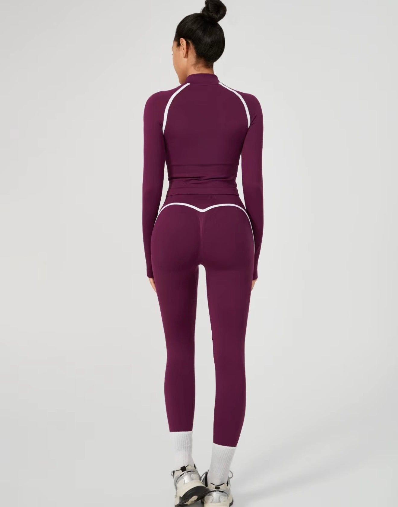 Body Sculpting White Detail Gym Set - Purple