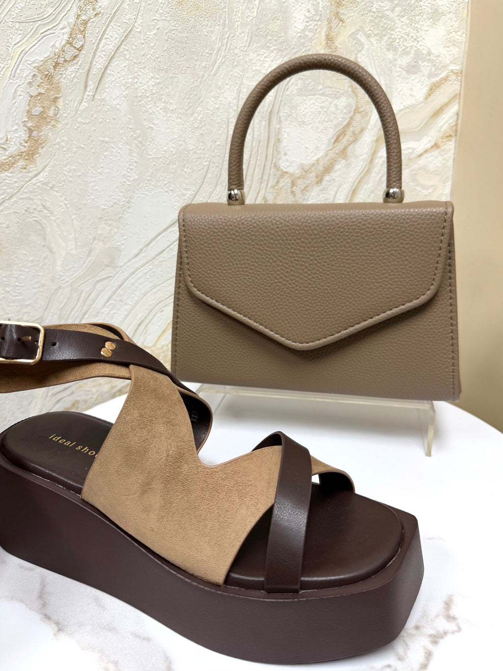 Top Handle Envelope Bag - Taupe
