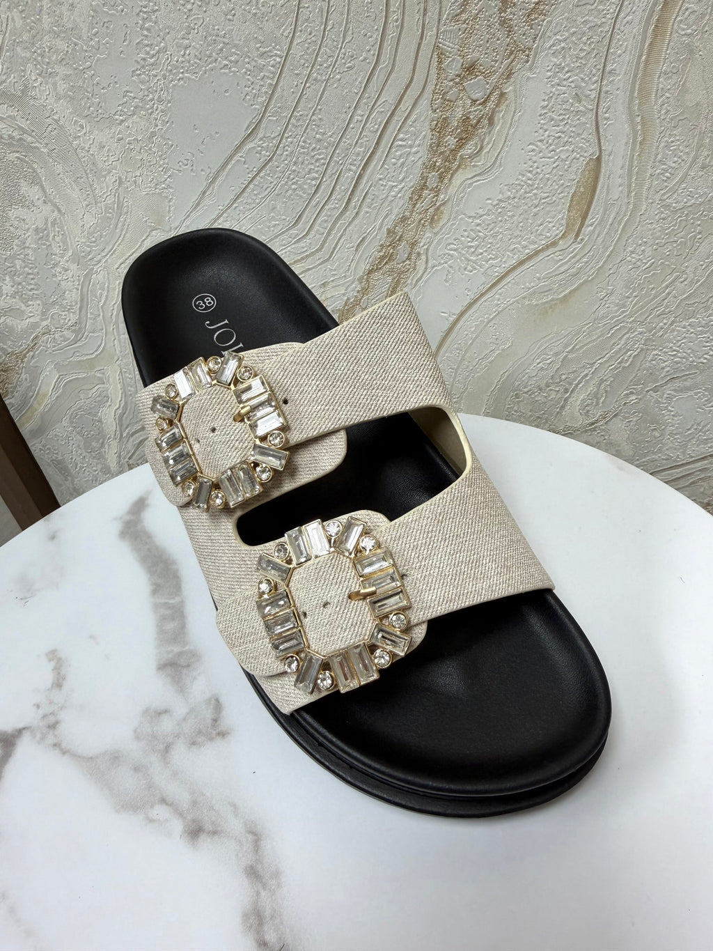 Neutral Silver Buckle Sliders