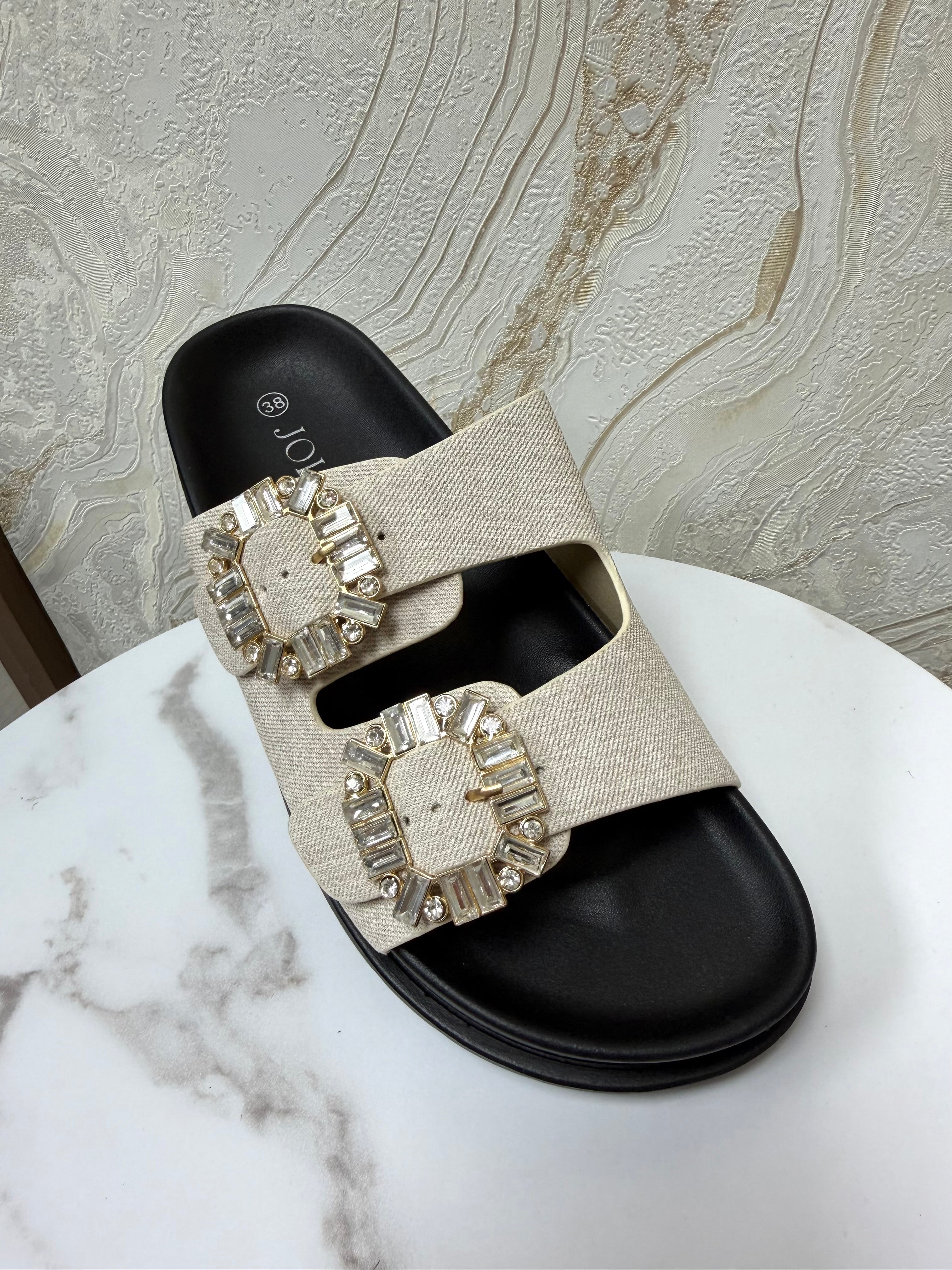 Neutral Silver Buckle Sliders