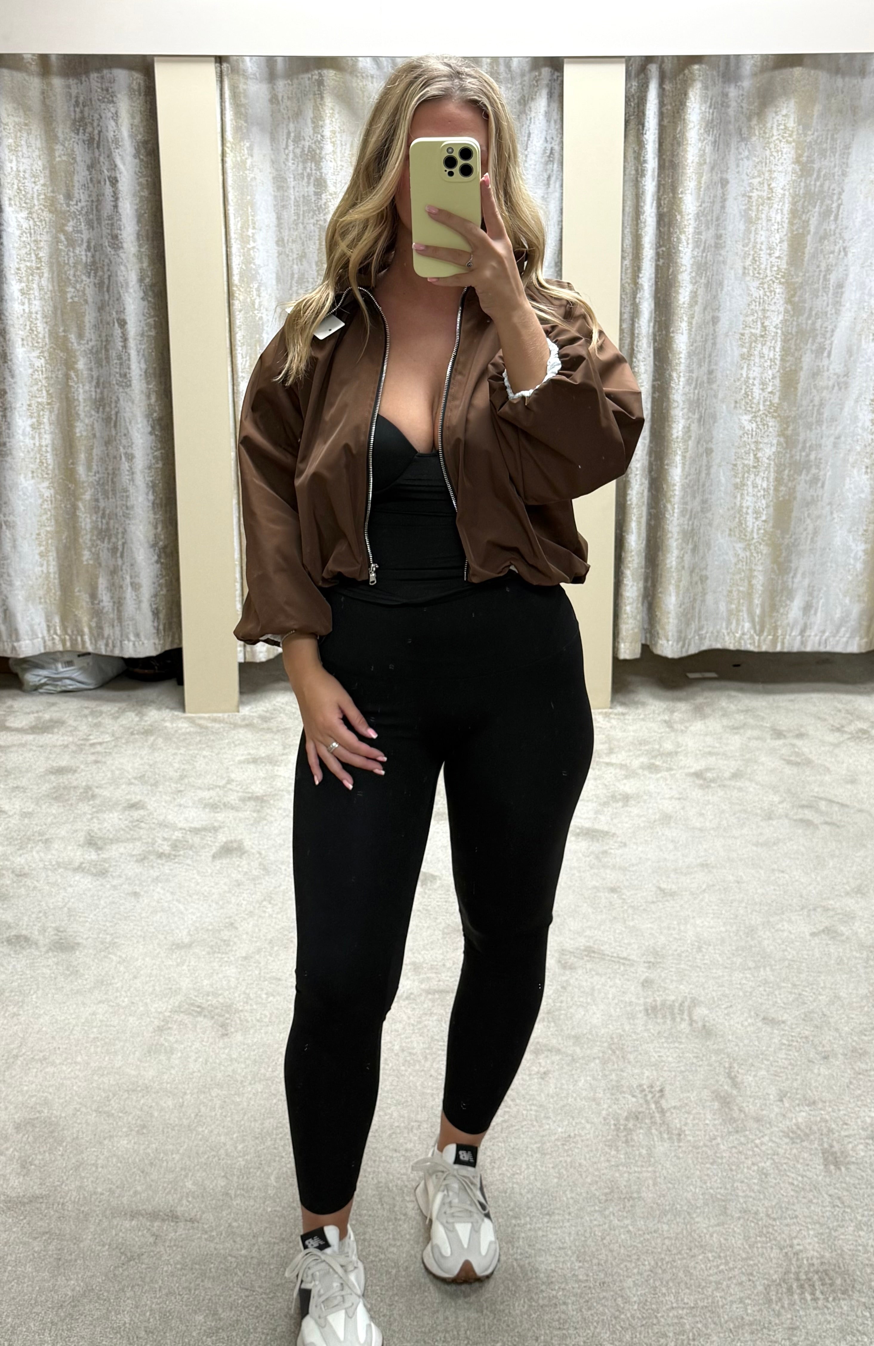 Ruched Collar Detail Waist Cinching Elasticated Zip Up Jacket