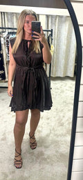 Shimmer Chiffon Tie Waist Layered Dress