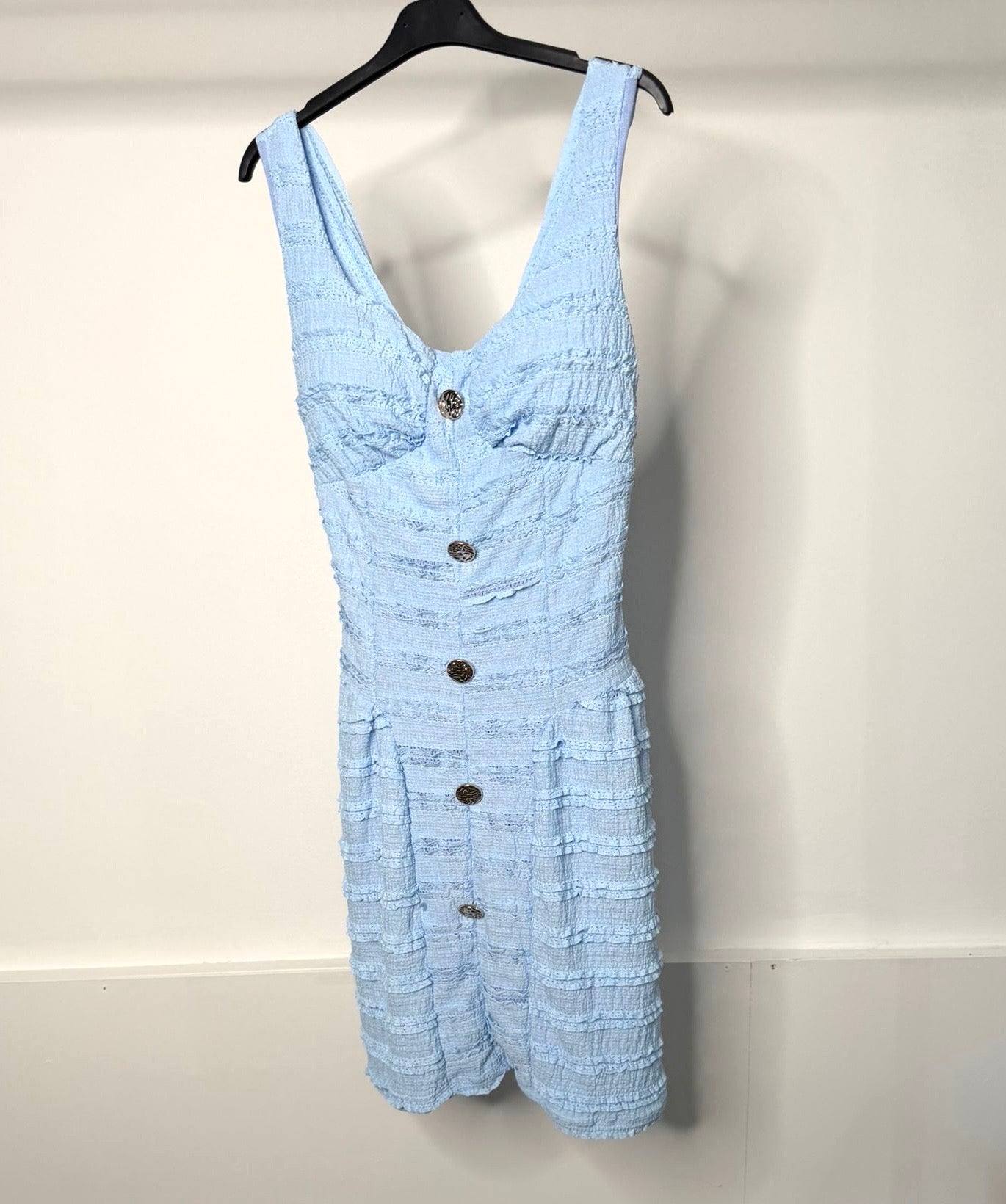 Gold Button Detail Waist Cinching Stretchy Dress