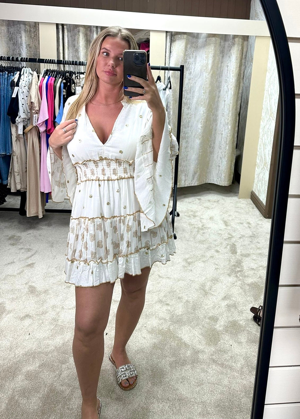Embellished Bohemian Elasticated Waist Dress