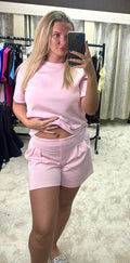 Zara Inspired Soft Scuba T-Shirt & Pleated Shorts Co Ord