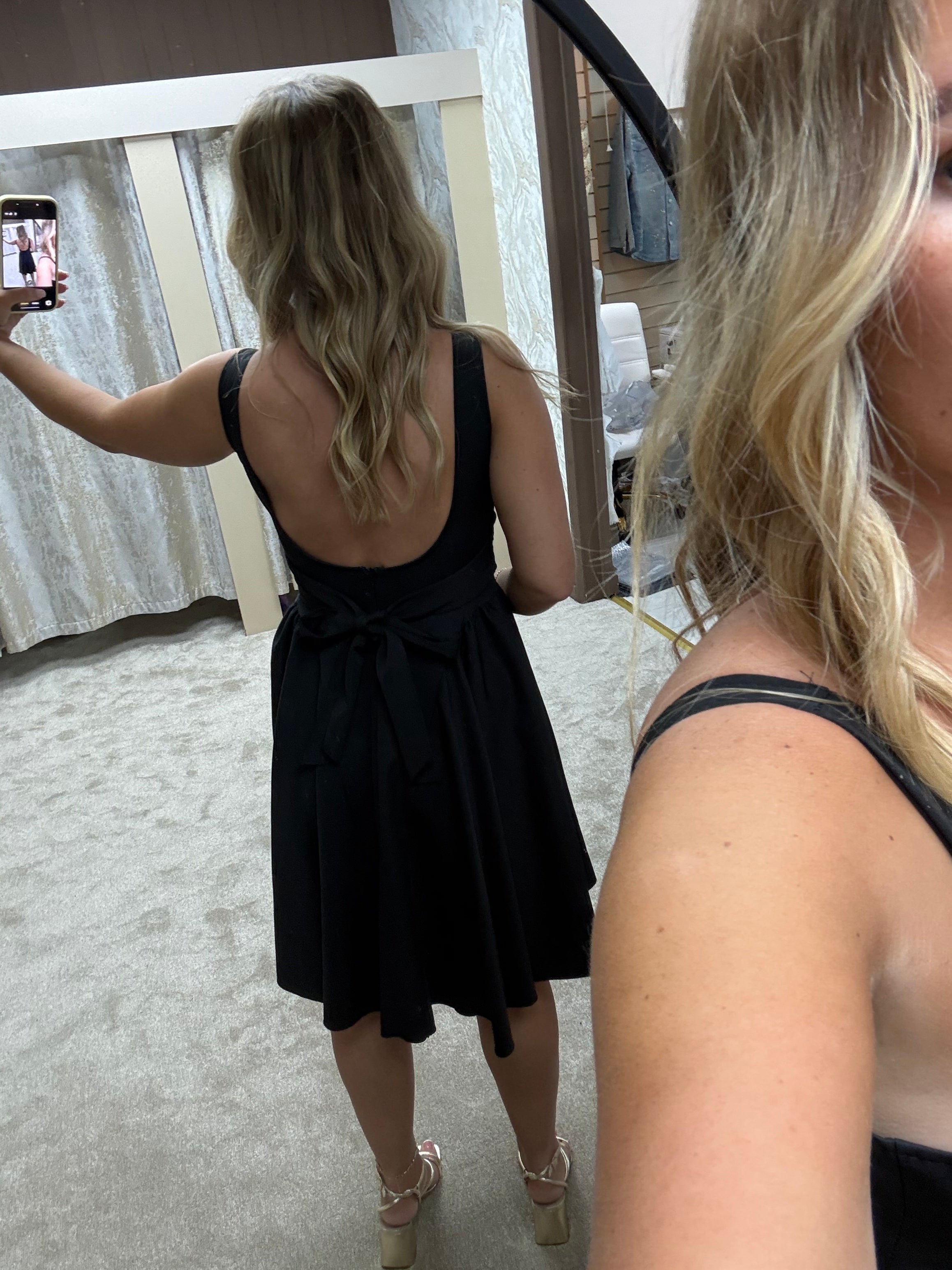 Fit & Flare Drop Waist Dress With Back Bow Detail