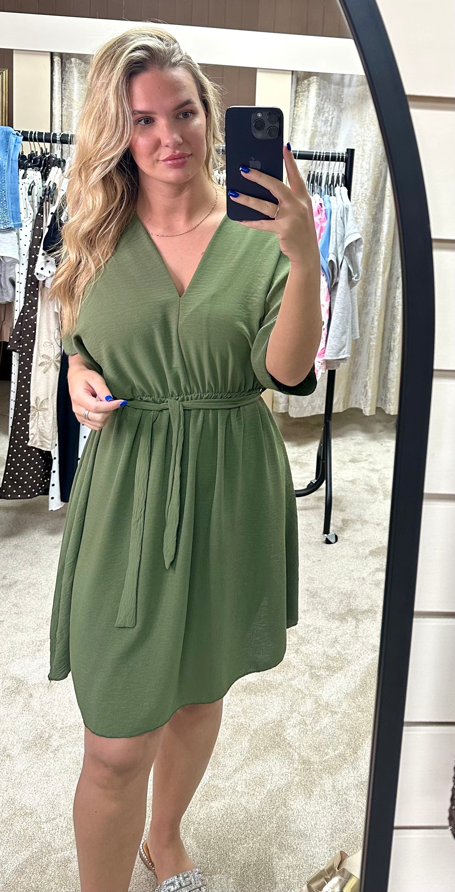 Angel Sleeve Elasticated Tie Waist Dress