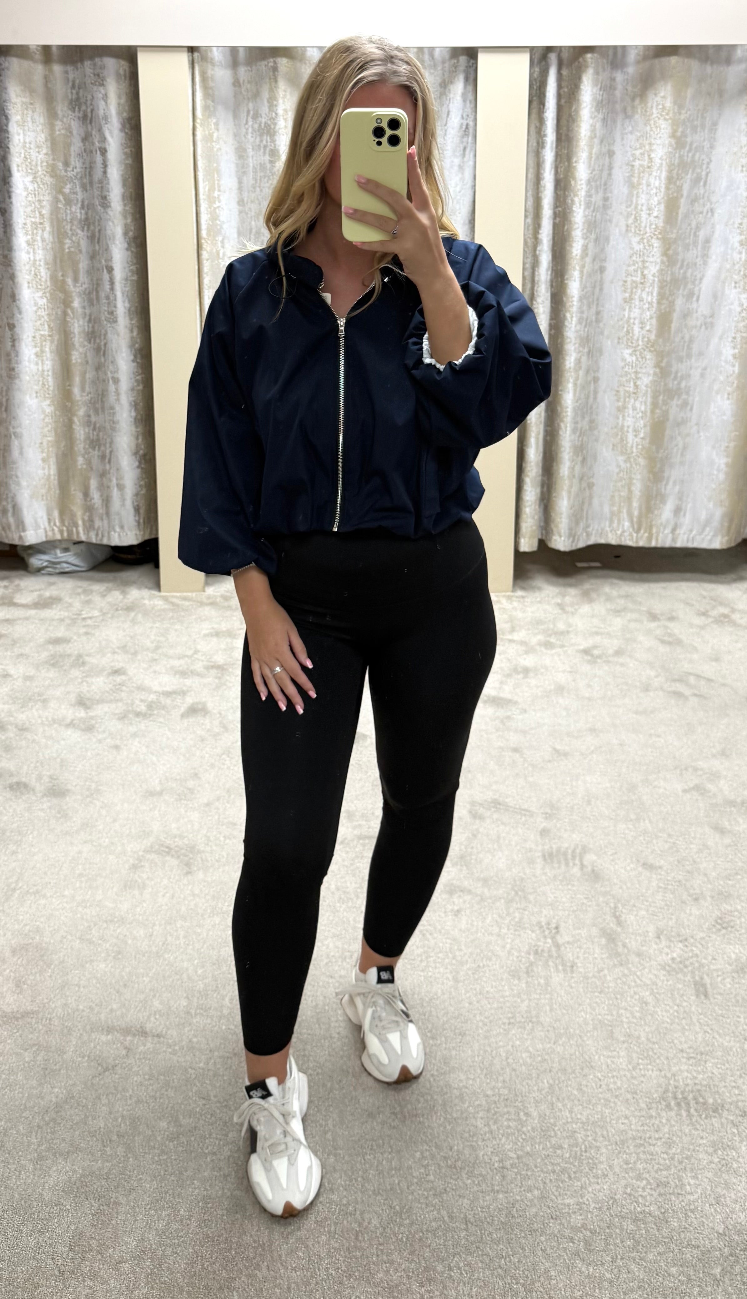 Ruched Collar Detail Waist Cinching Elasticated Zip Up Jacket