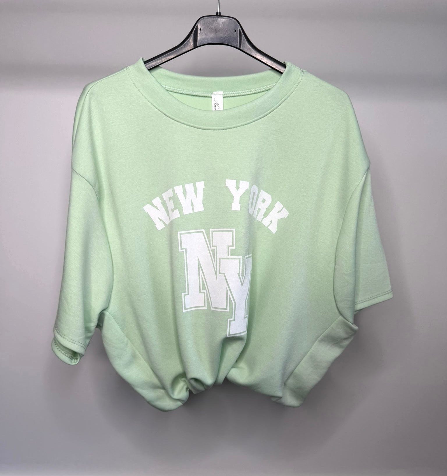 Bubble Hem Cropped Scuba Top - New York Logo