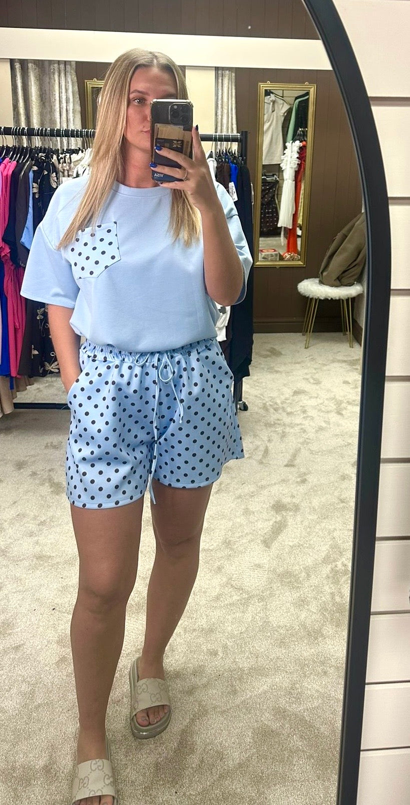 Polka Dot Soft Scuba T-Shirt & Shorts Co Ord