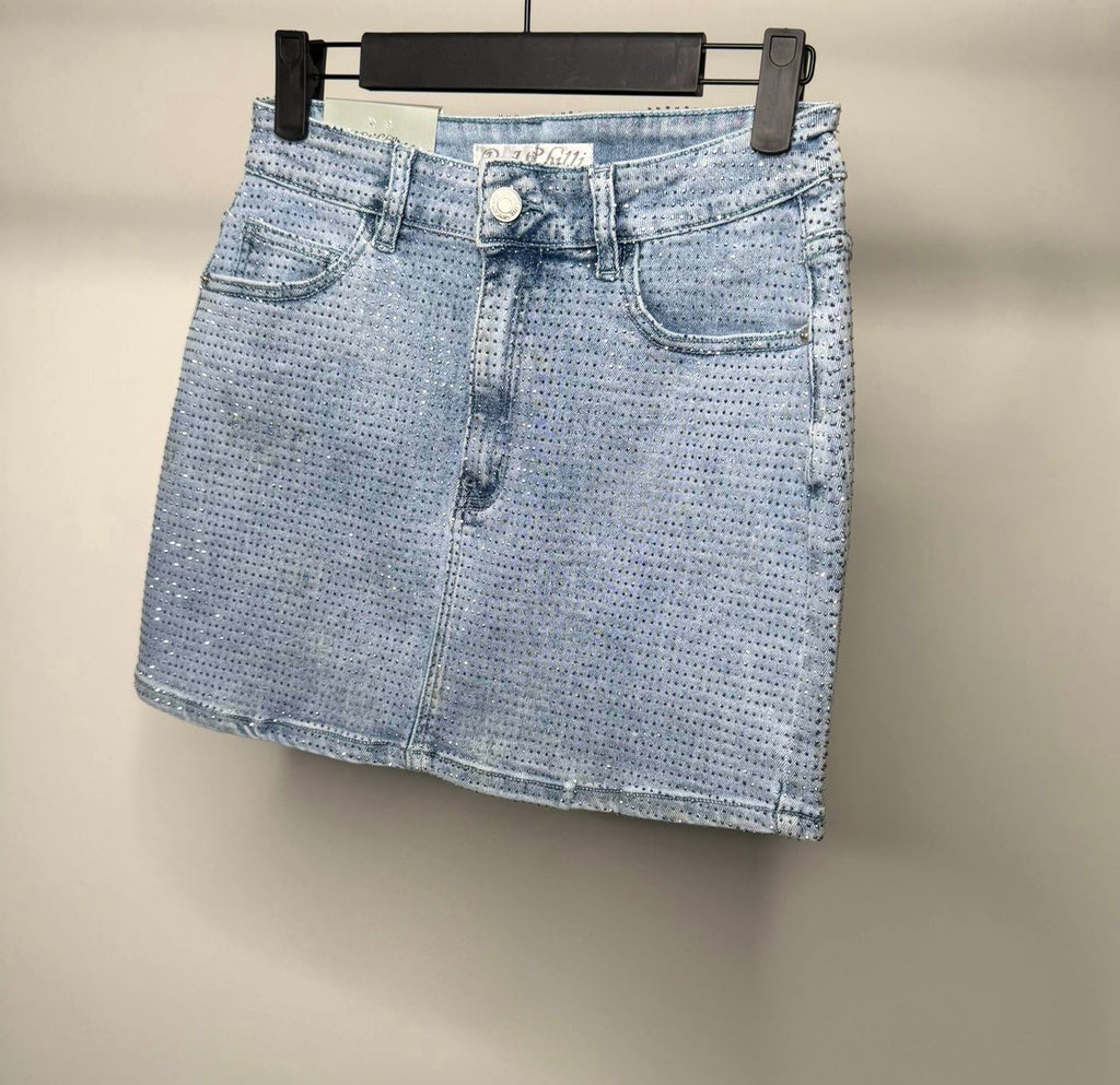Diamanté Stretchy Denim Skirt