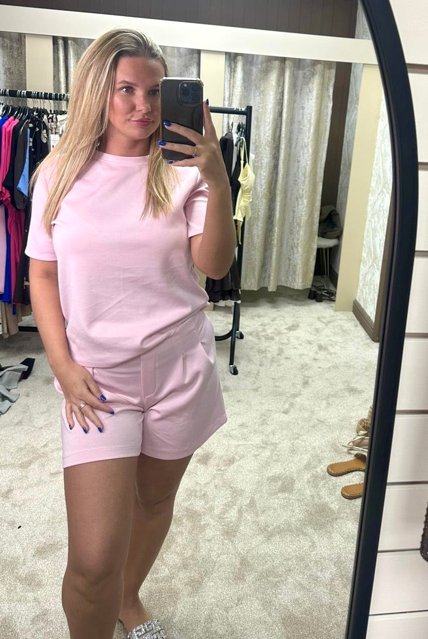 Zara Inspired Soft Scuba T-Shirt & Pleated Shorts Co Ord