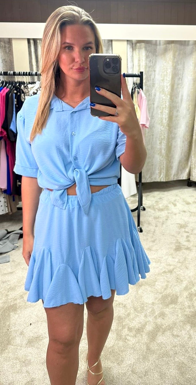 Short Sleeve Shirt & Elasticated Waist Skirt Co-Ord