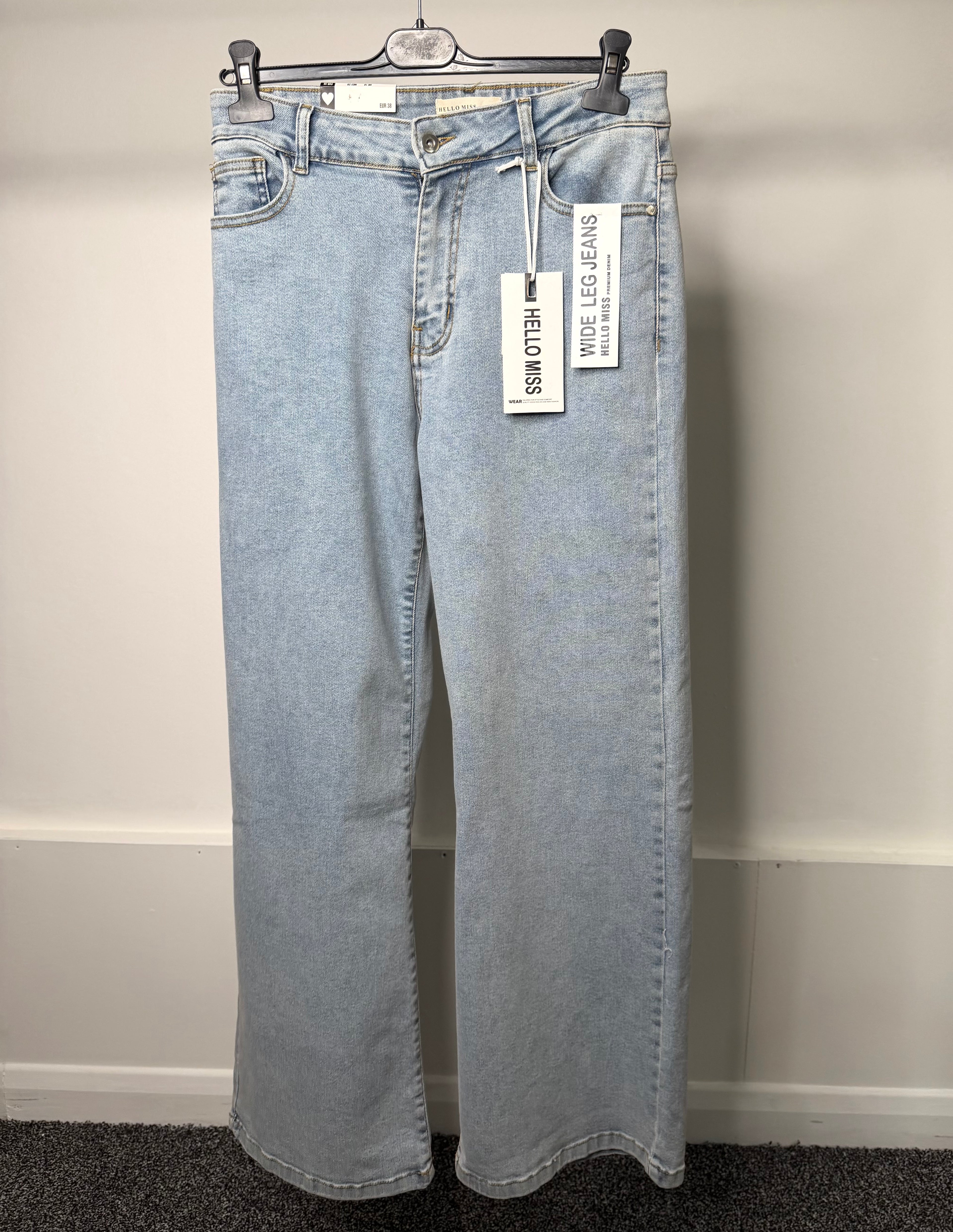Premium Denim Wide Leg Stretchy Jeans - Light Blue