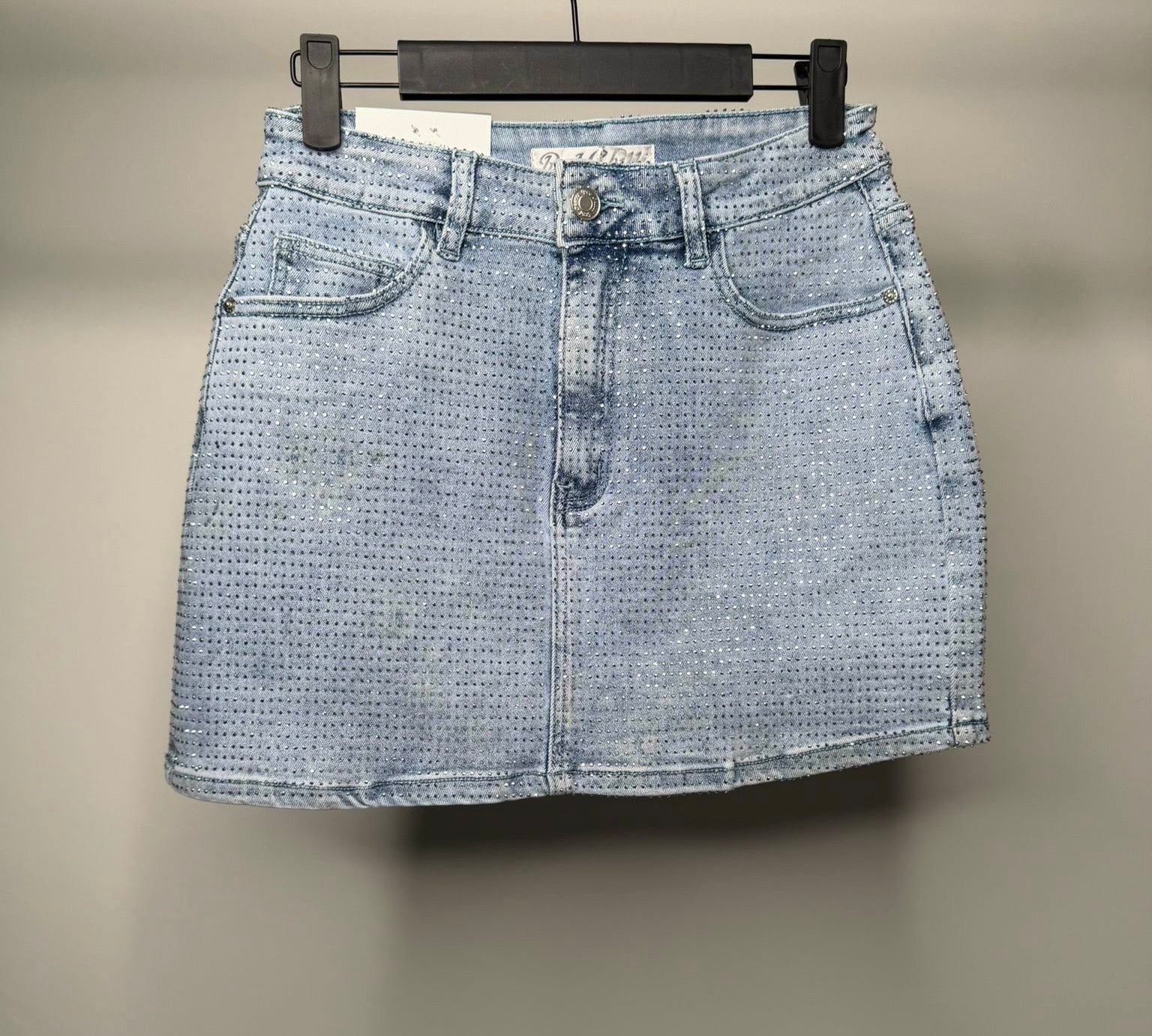 Diamanté Stretchy Denim Skirt