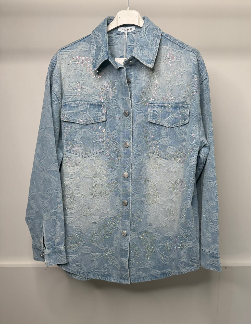 LUXE Oversized Diamanté Denim Jacket
