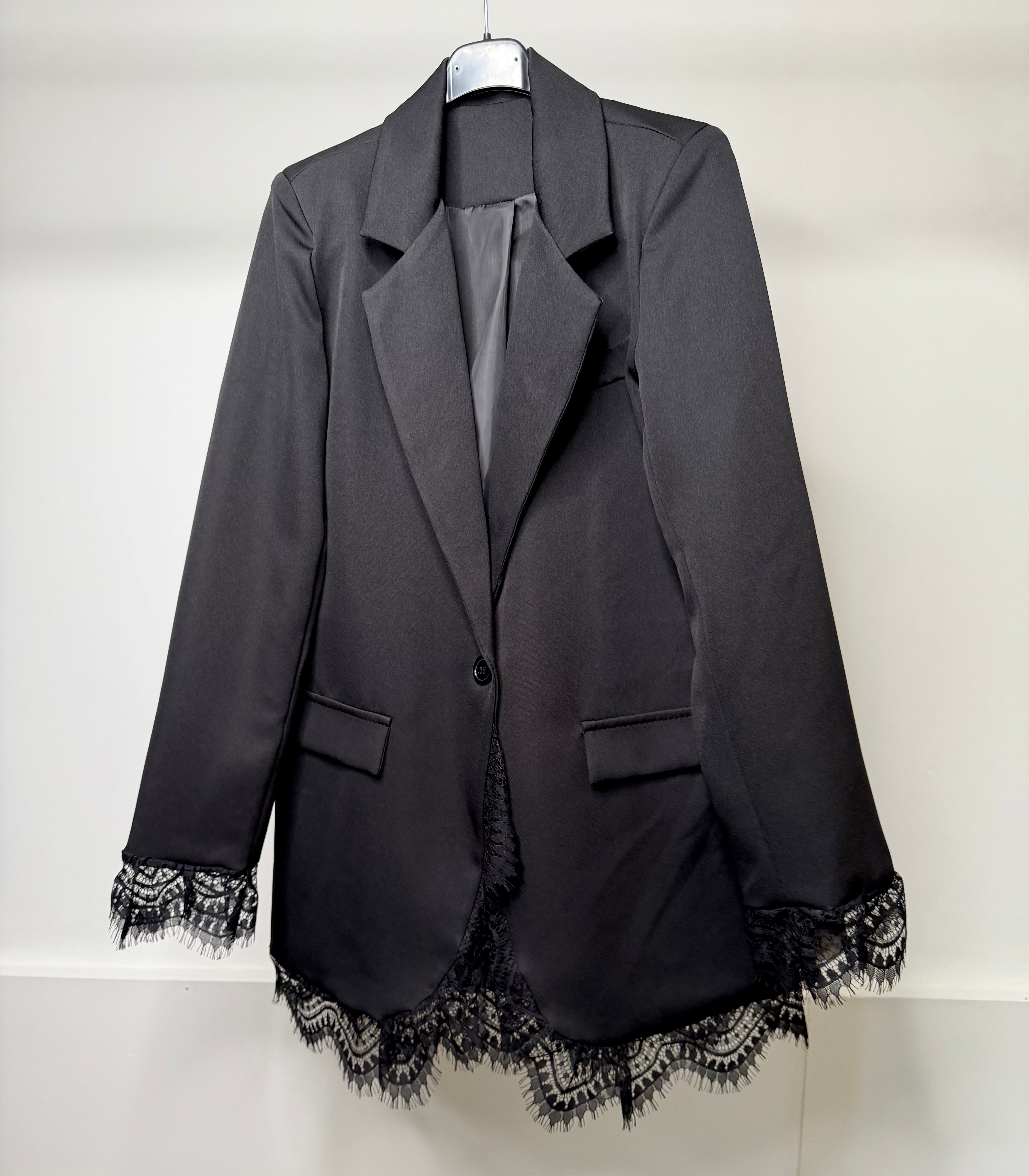 LUXE Waist Cinching Blazer With Lace Detail