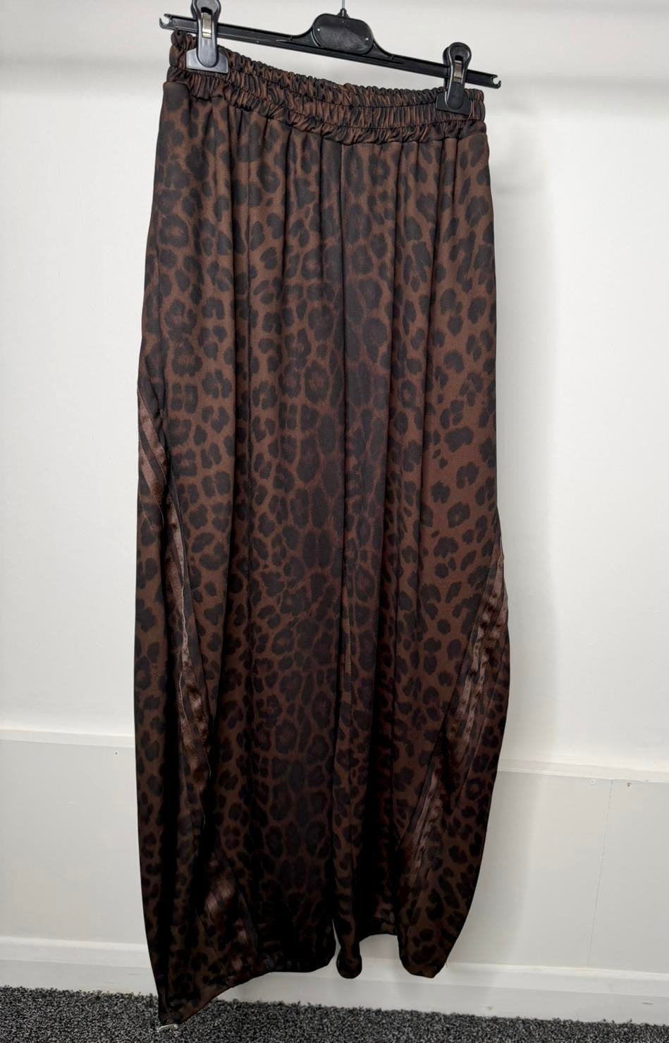 Leopard Print Stripe Detail Elasticated Toggle Joggers