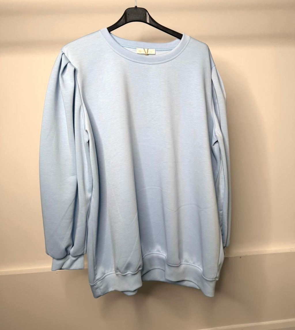 PLUS SIZE - Ruched Shoulder Detail Oversized Soft Scuba Jumper Dress