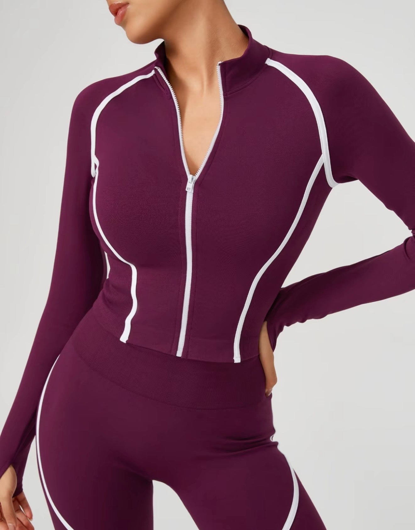 Body Sculpting White Detail Gym Set - Purple