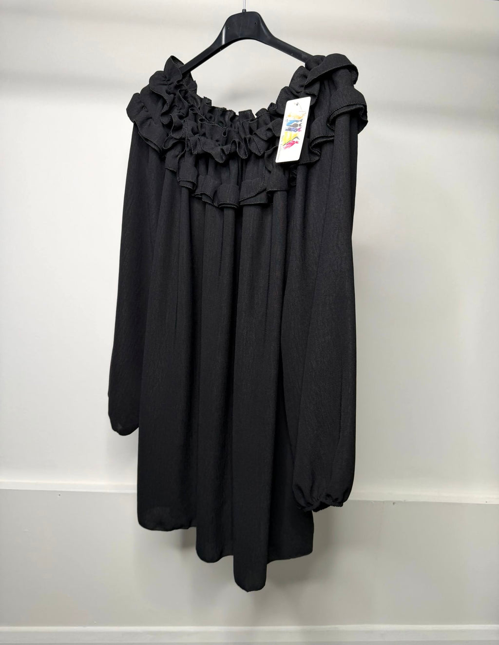 PLUS SIZE - Ruffle Neckline Detail Elasticated Blouse