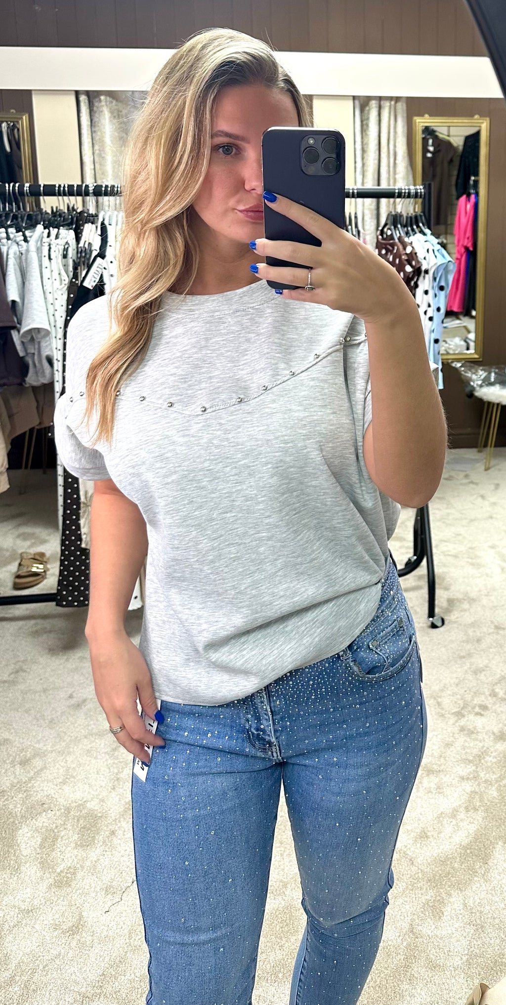 Oversized Scuba T-Shirt With Silver Stud Detail