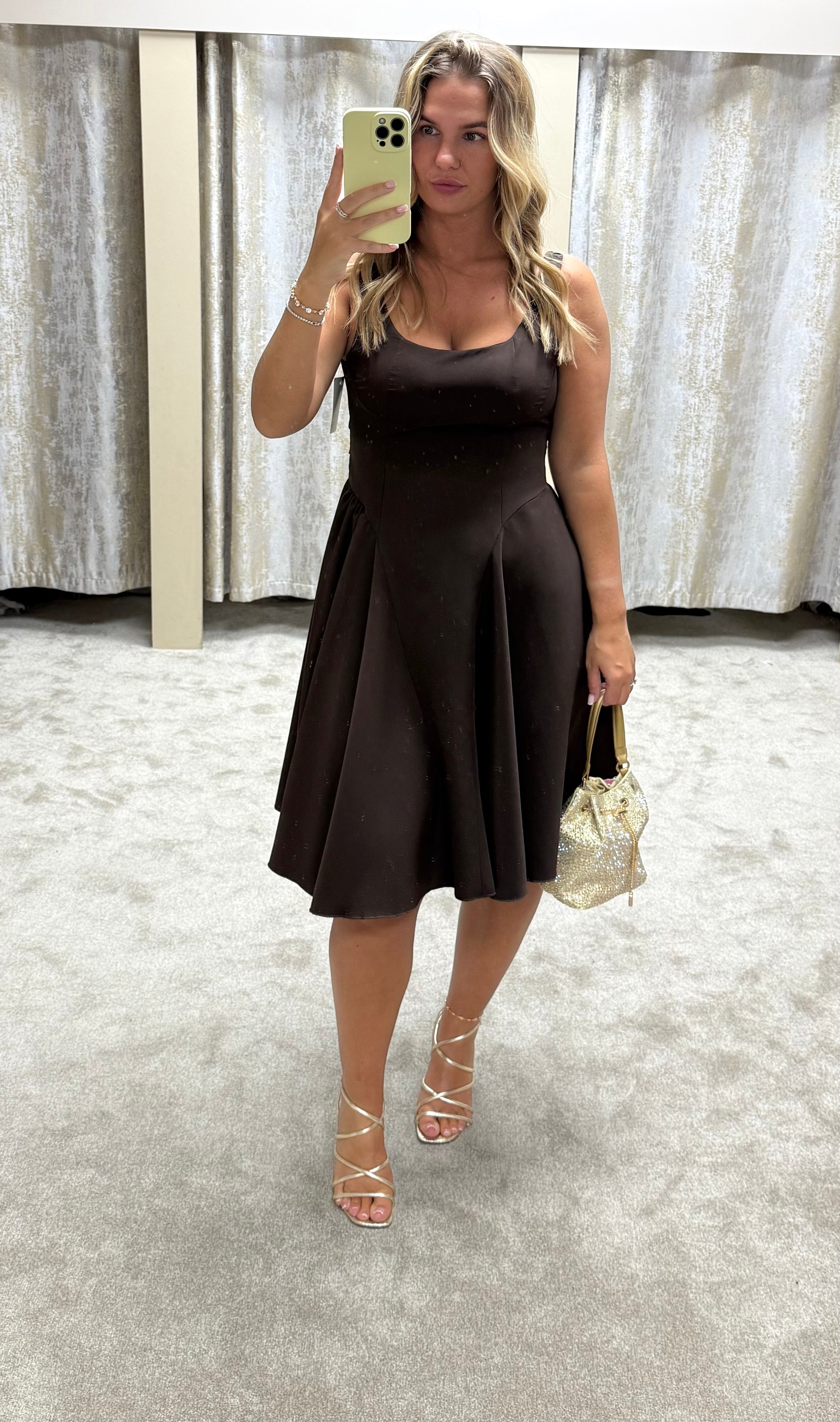 Fit & Flare Drop Waist Dress With Back Bow Detail