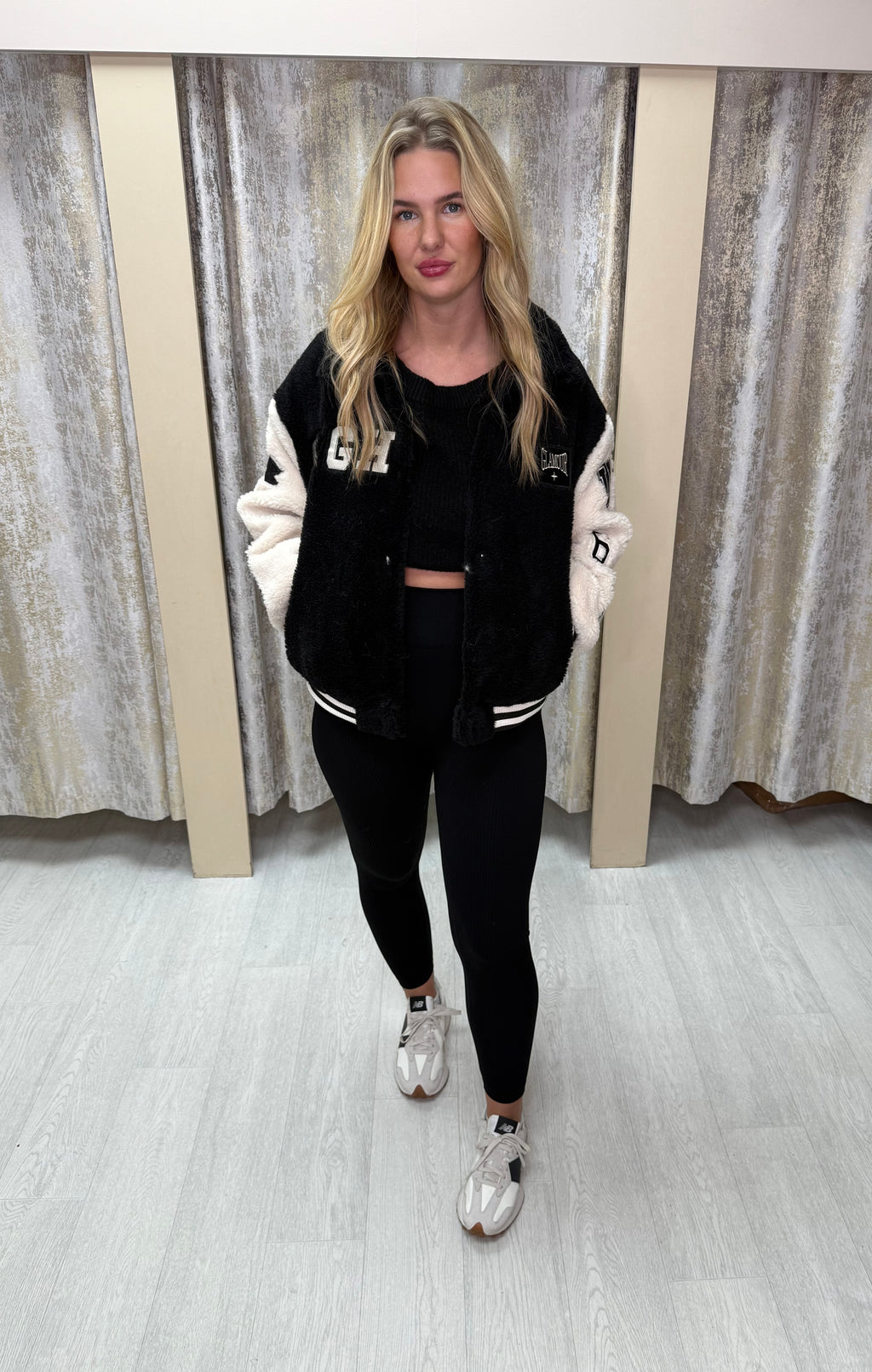 American High Glamour Teddy Jacket - Black