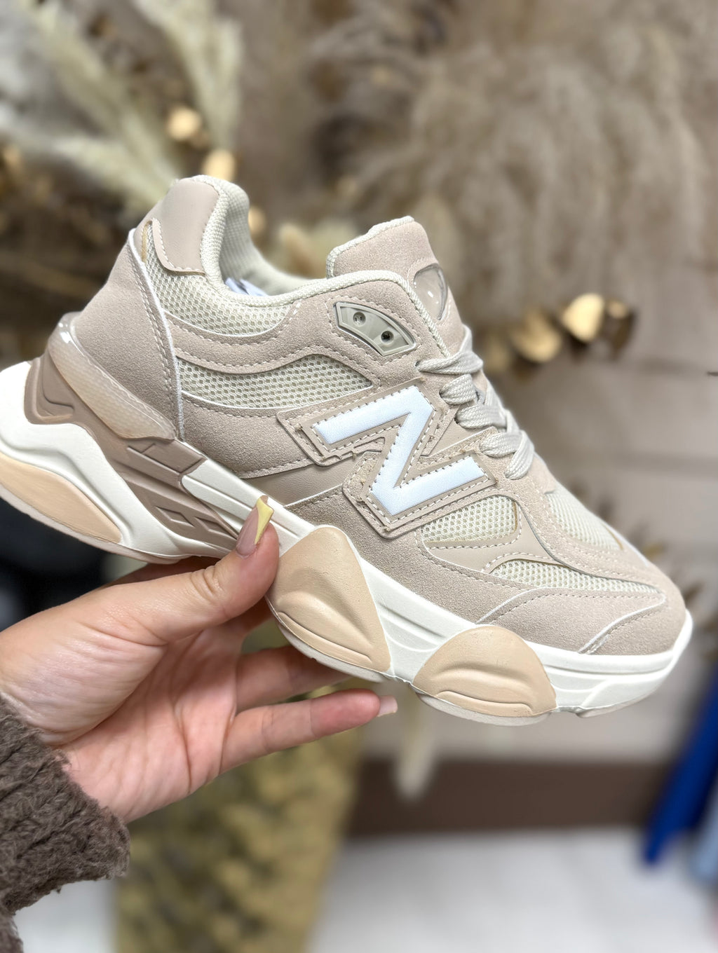 New Balance 9060 Inspired Trainers - Nude & Beige