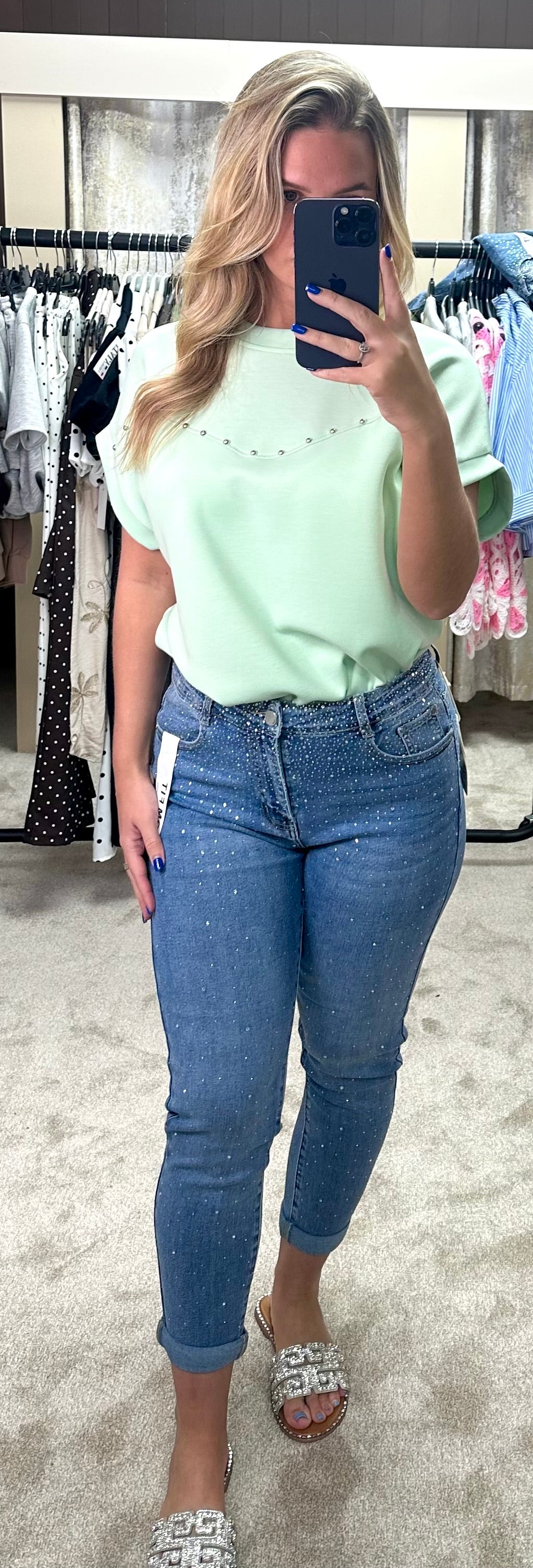 Oversized Scuba T-Shirt With Silver Stud Detail