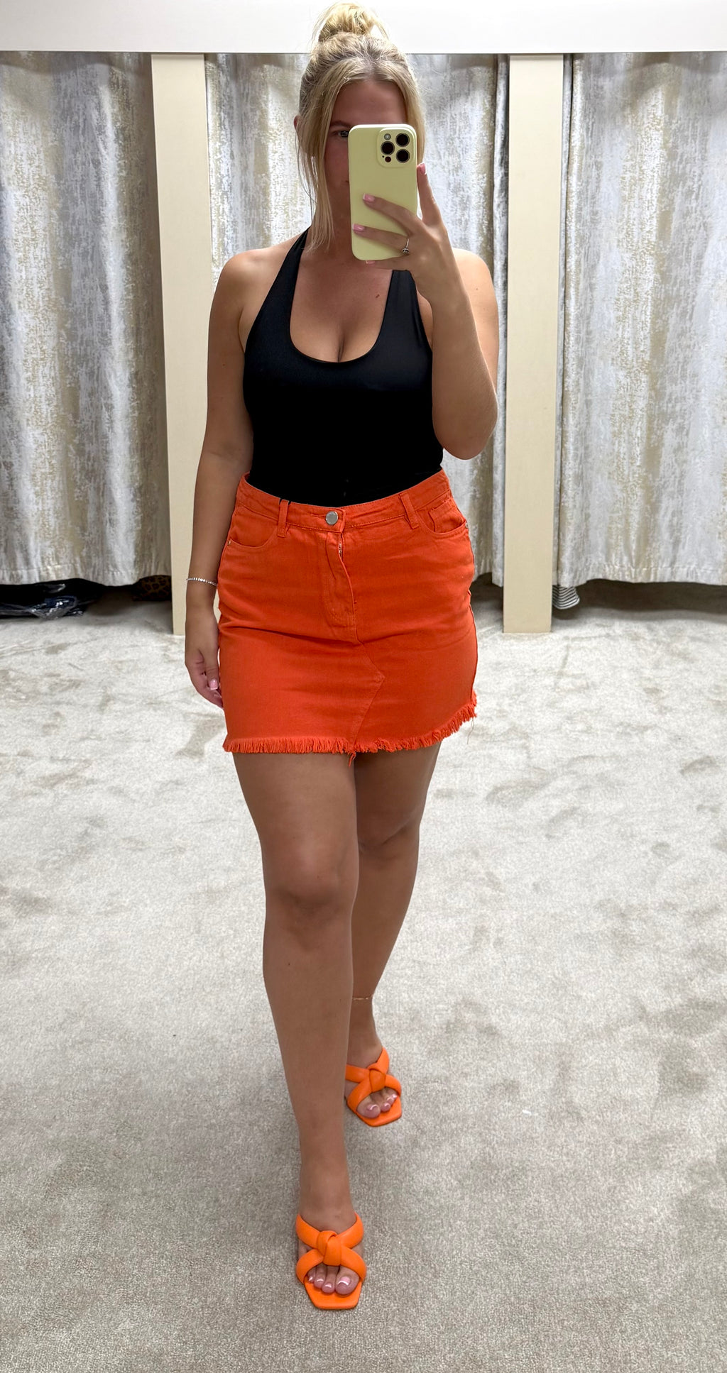 Orange Denim Skirt