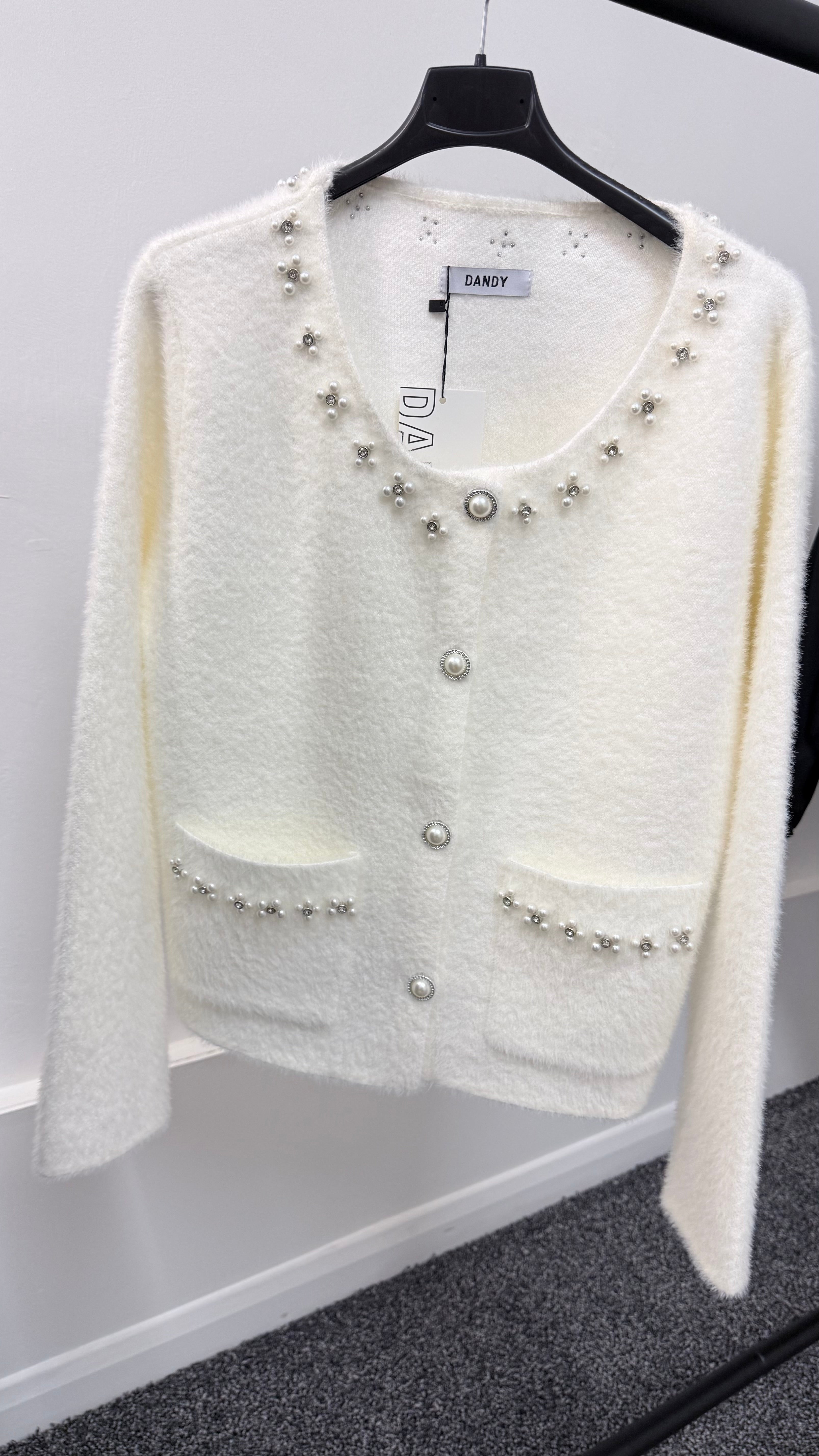 Chanel Inspired Cardigan with Pearl & Diamanté Detail
