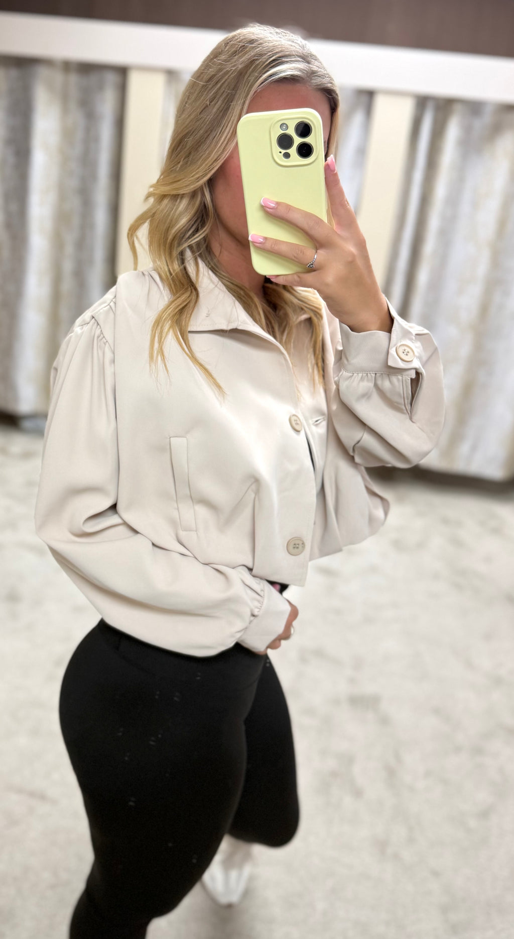 Zara Inspired Cropped Jacket With Ruched Sleeve Detail